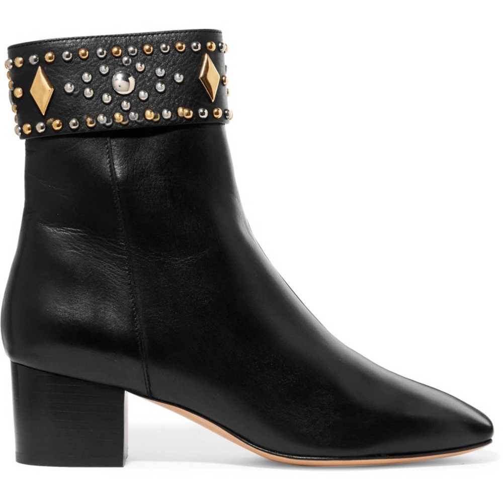 SANDRO Azelie Studded Leather Ankle Boots